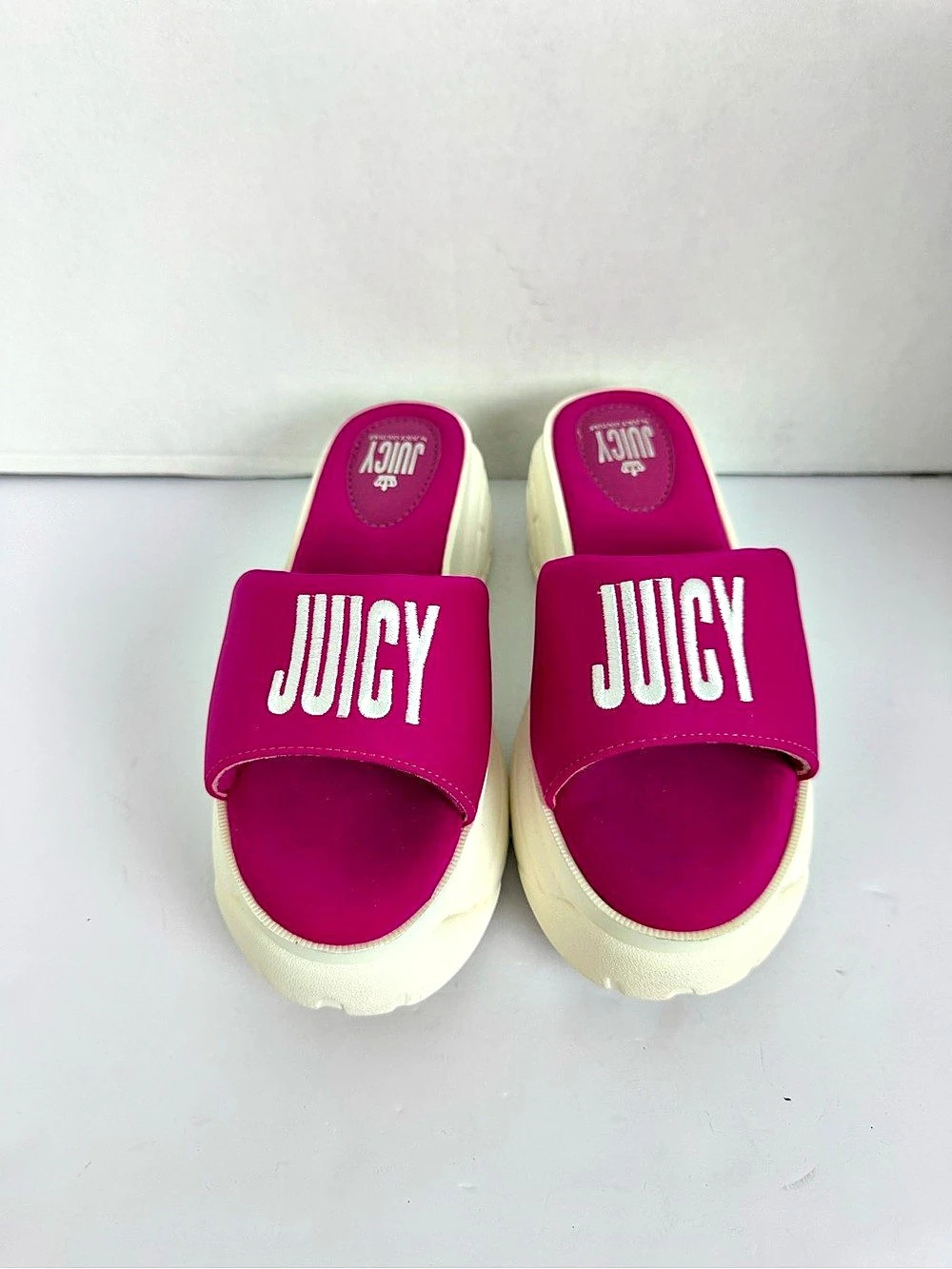 Juicy Couture Platform Slide Sandals in Pink & White Like New - Picture 5 of 5